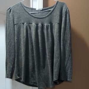 Doublju Olive Green Long Sleeve Gathered Yoke Tunic Size L